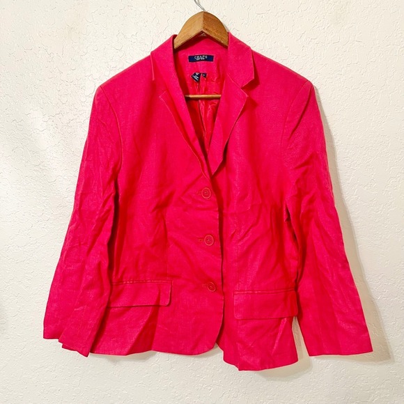 Chaps Women's Red 100% Linen Blazer & Skirt Suit Set Size 16, Size 12 Skirt‎ - Picture 3 of 9